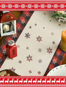 1pc Christmas Gnome Snowflake Design Christmas Decoration Table Runner Tablecloth Long Strip Table Cloth Faux Linen Polyester Material Gift Protective Cover Rectangular Washable Suitable For Home Dinner Coffee Table Kitchen Dining Room Decor Party Scene Decoration Home Decor Outdoor Patio Table Runner Entryway Fireplace Mantle Decor - Multicolor - View 7