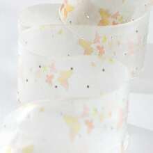 Rhinestone Chiffon Ribbon Tie Bows Hair Accessories, Flower Shop Bouquet Wrapping Material Silky Snow Yarn Ribbon With Silver Dots Valentine's Day - Multicolor - View 34