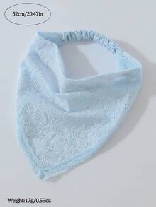 1件原創花卉刺繡捲邊女款髮箍頭巾，適合日常與度假使用 - 淺藍色 - 查看 4