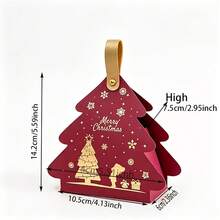 36/72/108pcs Christmas Tree-Shaped Gift Boxes With Handles, Compact And Portable Paper Gift Bags Perfect For Holiday Party Favors And Christmas Tree Decorations, Includes Christmas Stickers - Multicolor - View 4