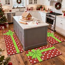 1/2/3pcs Christmas Theme Kitchen Rugs, Flannel Kitchen Rugs Comfortable Soft Absorbent Non-Slip Machine Washable With Non-Slip Backing Suitable For Multiple Scenes Entrance Living Room Bedroom Kitchen Dining Room Bathroom Laundry Room Hallway Christmas Holiday Home Decor Mat - Multicolor - View 6
