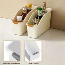 2/1pc Slanted Plastic Storage Bucket, Multi-Function Open Organizer Box With Anti-Slip Handle, Stackable Desktop Storage Box, Suitable For Cosmetics, Skincare, Bathroom, Vanity, Cabinet Storage, Space-Saving Cabinet, Bathroom Accessories, Kitchen Accessories - Multicolor - View 7