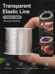 0.4-1.5mm Transparent Round Crystal Beading Elastic Cord, DIY Bracelet Necklace Jewelry Making Accessory - Multicolor - View 1