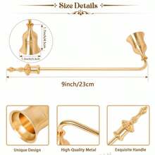 1pc Gold Long Handle Candle Extinguisher, Elegant Bell-Shaped Candle Snuffer, Safely Extinguish Pillar Candles, Jar Candles And Taper Candles, Smokeless And Stain-Free, Quick Extinguishing, Vintage Polished Metal Candle Accessory, Suitable For Home Decor, Dining Table, Wedding Party, Spa - Multicolor - View 10