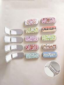 Cartoon Phone Desktop Stand Slouchy Vertical Phone Holder With Back Adhesive Foldable Phone Stand With Mirror 2-In-1 Cute Makeup Mirror Phone Support Stand For Girls Essential For Outings Portable For Touch-Ups Convenient To Carry Perfect Gift For Girls Phone Decoration Accessory Birthday Gift Party Favor - Multicolor - View 11