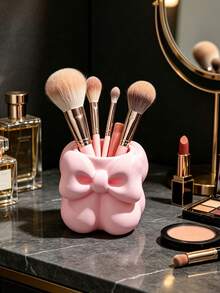 3D Printed Bow Makeup Brush Holder, INS Girly Style Desktop Pen Holder, Vanity Makeup Brush Comb Sundries Storage Bucket - Multicolor - View 6