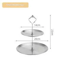 1pc Stainless Steel Multi-Layer Household Storage Tray, Nordic Style Dessert Stand, Afternoon Tea Snack Plate, Luxury Party Decoration - Multicolor - View 12