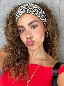 DUOJIAOYAN 1pc New Wide Leopard & Zebra Print Elastic Hair Band, Breathable Stretchy Headband For Daily Wear, Sports And Fitness - Multicolor - View 7