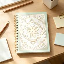 1pc A5 Gold Spiral Notebook, Elegant Arabic Mandala Floral Pattern Journal, Islamic Art Style Subject Notebook, Middle Eastern Muslim Student Back To School Stationery Gift - A5-mandala Flower - View 2