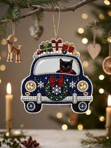 Custom Photo Car Pearl Painting Set, DIY 3D Diamond Painting Hanging Decor, Christmas Tree Home Decoration, Handmade Gift, Suitable For Pet Lovers Women Girls - Multicolor - View 7