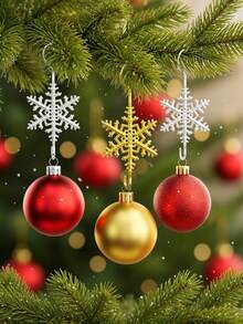 10/1pc Christmas Snowflake Ornament Hook Hangers Golden Sliver Snowflake Decorative Christmas Tree Hanging Metal Wire For Xmas Christmas Tree Decoration Hangers, Metal Snowflake Hook For Small Ornaments, Gold Snowflake Ornament Hangers - Multiple Styles - View 3