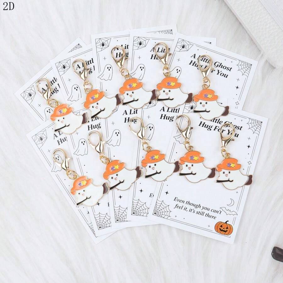 10pcs Cute Halloween Ghost Keychains, Ghost Theme Keychains, Perfect Gift For Halloween, Thanksgiving, Christmas And Other Holidays, Special Gift For Friends, Delicate Bag Charm