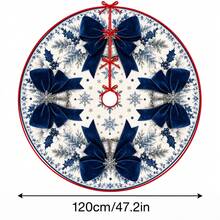 1pc Blue Bow Bell Pattern Christmas Tree Skirt, Elegant Color Holiday Decor, 5 Sizes, Unisex Holiday Gift, Suitable For Home And Party Christmas Home Decoration - Bow Bell - View 14