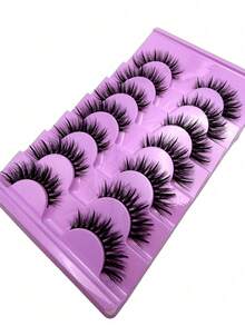 7 Pairs 20mm Russian Strip Lashes, Wet Look, Grafted Look, Spiky Lash Extensions Manga Lashes, Natural Soft Fluffy Mink Lashes 3D False Eyelashes Russian Volume Lashes False - Black - View 7
