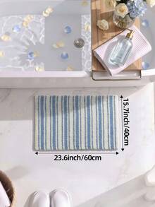 DAJIANG 1pc Bathroom Rug Mat, Flocked Soft Touch, Blue & White Striped Fresh Style, TPR Non-Slip Backing, Suitable For Kitchen, Outdoor, Indoor, Hallway, Bedroom, Living Room, Bedside, Machine Washable Easy To Clean, Autumn Bathroom Decor Rug - Multicolor - View 13