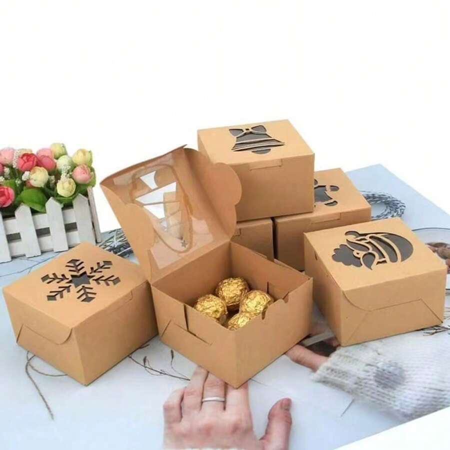 Christmas Gift Packaging Box Kraft Paper Window Box Santa Claus Christmas Tree Gift Packing Box Party Gift Box - Multicolor - View 1