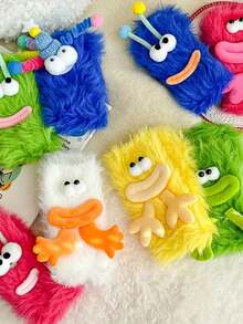 1 Pair Cartoon Character Plush Socks, Quirky Cute Soft Winter Socks, Hand‑Washable Multi‑Color Cozy Indoor Socks For Home & Outdoo - Multicolor - View 2