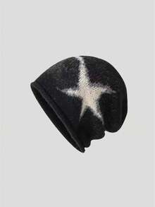 1pc Women's Y2K Star Pattern Knit Loose Beanie Hat, Windproof & Warm, Suitable For Daily & Outdoor Wear In Winter - Multicolor - View 4