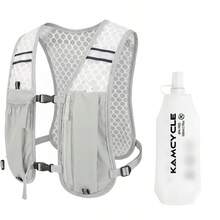 Running Vest Backpack With 500ml Water Bottle,Hydration Backpack Water Backpack Hydration Vest With 500ml Soft Flask, Lightweight Adjustable Running Backpack For Women Men,Perfect For Night Trainings Marathon Cycling Climbing - Grey Backpack + 500ML - View 1