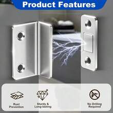 Magnetic Door Catches, L Shape Ultra Thin Cupboard Magnets Adhesive Cabinet Magnets Door Latch For Kitchen Wardrobe Drawer Sliding Door Closure(6/8/14 Pcs) - Door Catches, L Shape - View 4