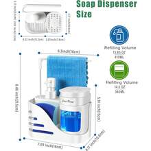 Kitchen Dish Soap And Dishwashing Liquid Set With Sponge Holder And Towel Rack, 4-In-1 Kitchen Sink Countertop Soap Dispenser Pump, Practical Kitchen And Bathroom Gadget, Creative Kitchen Soap Dispenser, Kitchen Storage Organizer, Modern Home Decor, Practical Holiday Gift - Multicolor - View 5