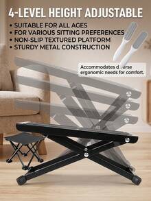Adjustable Foot Care Stool, Heavy Duty Foldable Metal Foot Care Rack With Non-Slip Rubber Pads, Suitable For Home Foot Care, Salon Foot Care, Foot Massage, DIY Toe Nail Care, Suitable For Nail Technicians, Estheticians, Foot Therapists And Guitarists - Multicolor - View 7
