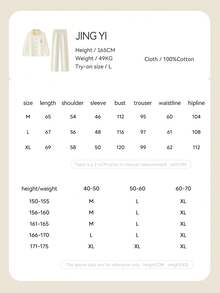 Gongdie 2pcs Miffy Women Pajama Set, Autumn White Polka Dot Soft Modal Cotton Loungewear, Contrast Collar And Pocket Design - Beige - View 7
