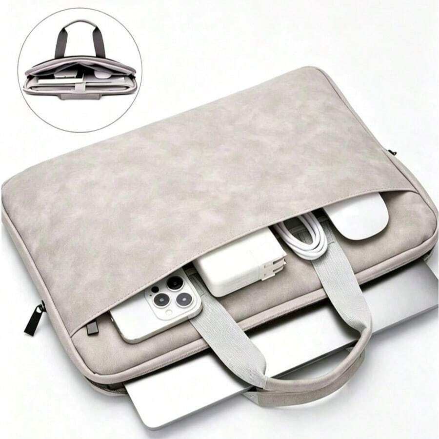 Premium Faux Leather Laptop Sleeve - Durable, Full-Open Design, Fits 13-14 Inch Devices - Ideal For Daily Office Use, Stylish And Fashionable, Essential For Back To School Laptop Bag School Supplies - 13-14Inches - View 1