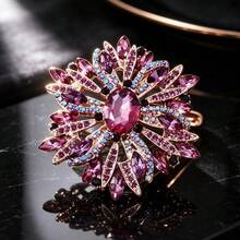1pc Luxury Fashion Floral Brooch Women Elegant Exaggerated Flower Brooch Accessory Party Pin - Violet Purple - View 7