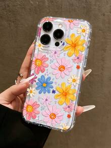 Funda de teléfono transparente con patrón floral de verano vibrante y colorido, diseño lindo de margaritas, carcasa protectora a prueba de golpes - Multicolor - Ver 2