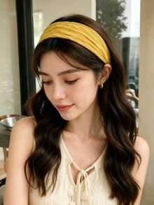 1pc Women's Solid Color Wide Headband, Multiple Colors Available, Suitable For Commuting, Travel And Daily Face Washing - Multicolor - View 2