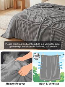 1pc Sofa Blanket, Gray Bed Throw, Comfortable & Warm, Ultra Soft & Breathable, Lightweight & Soft, Minimalist Fashion Design, All-Around Comfort, Suitable For Travel, Nap Blanket, Multiple Sizes Available, Machine Washable - Grey - View 5