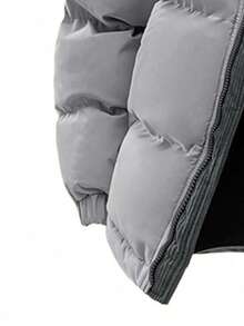 Women's Autumn/Winter Colorblock Thickened Warm Hooded Padded Coat - Grey - View 4