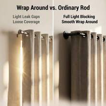 Industrial Style Curtain Rod, 35 To 145 Inches, 3/4 Inch Diameter, Black | Suitable For 33 To 142 Inch Windows, Blackout Wrap-Around, Suitable For Indoor And Outdoor - Industrial Style - View 3