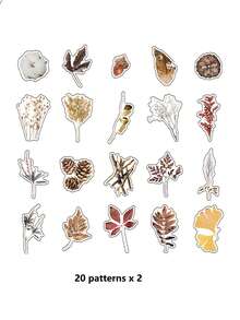 1 Pack 40pcs Vintage Botanical Pattern Dry Branch & Leaf Scrapbooking Decorative PET Sticker Set - DT1676 - View 8