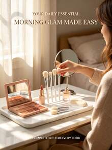 Luxurious Mini Portable Travel Makeup Brush Set, 6pcs Mini Eyeshadow, Blush, Powder, Highlighter, Brow Powder Makeup Tools - Multicolor - View 6