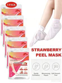 5 Pairs Lactic Acid, Urea And Malic Acid Foot Exfoliating Masks, Suitable For Rough And Dry Feet, Foot Peeling Masks, Moisturizing And Nourishing Feet, Softening Rough Skin, Essence Socks - View 1
