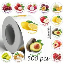 500pcs Fruit & Vegetable Cognition Roll Stickers, 1 Inch Round, 12 Patterns Per Style, English Annotation, Teacher Reward, Gift Bag, Snack Box, Baking Packaging Seal Stickers, Fruit & Vegetable Theme Party, Picnic Party Decoration Stickers, Storage Box, Food Jar, Toy Storage Box Classification Label Stickers, Food Theme Scrapbooking - Multicolor - View 11