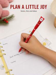 1pc/5pcs/20pcs Christmas Theme Erasable Ballpoint Pens, With Santa Claus, Christmas Tree, Snowman Designs, Erasable Writing Mistakes/Suitable For Note-Taking/Neutral Pens, Christmas Gifts For Children/Classmates/Friends/Colleagues - Multicolor - View 7