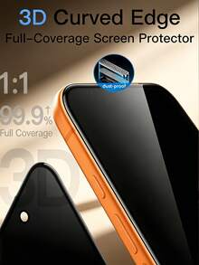 2Pcs Privacy Anti‑Spy Tempered Glass Screen Protector,One‑Pull Quick‑Apply Dust‑Free Installation Kit,Full Coverage Anti‑Fingerprint Anti‑Peep Shatterproof Screen Guard Compatible With IPhone 18 Pro Max 17 And More Models - Black - View 8