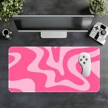 Pink Swirl Abstract Aesthetic Large Desk Mouse Pad, Retro Wave Pattern Extended Keyboard Mat, Non-Slip Rubber Base Stitched Edge Soft Fabric Desk Pad, Office Gaming Home Decor Gift - View 10