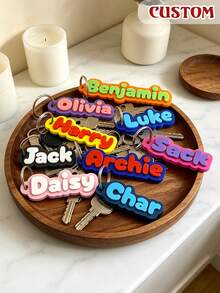 Personalized Acrylic Bag Charm Keychain,Custom Name 3D Backpack Tag Keychain,For Family And Friends, Birthday And Holiday Gift - Multicolor - View 4