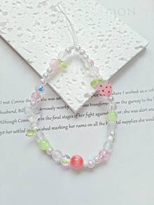 Pink & Red Strawberry Phone Lanyard, Butterfly Wrist Strap Lanyards, Camera & Phone Decoration - Multicolor - View 9