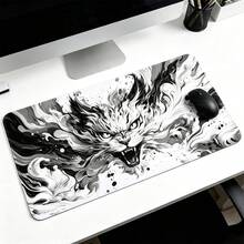 Gaming Mouse Pad XL Extended Anime Mouse Pad, Large Cute Kawaii Big Computer Mouse Mat Desk Pad With Non-Slip Rubber Base And Stitched Edge For Home Office -Black White Cat - View 8