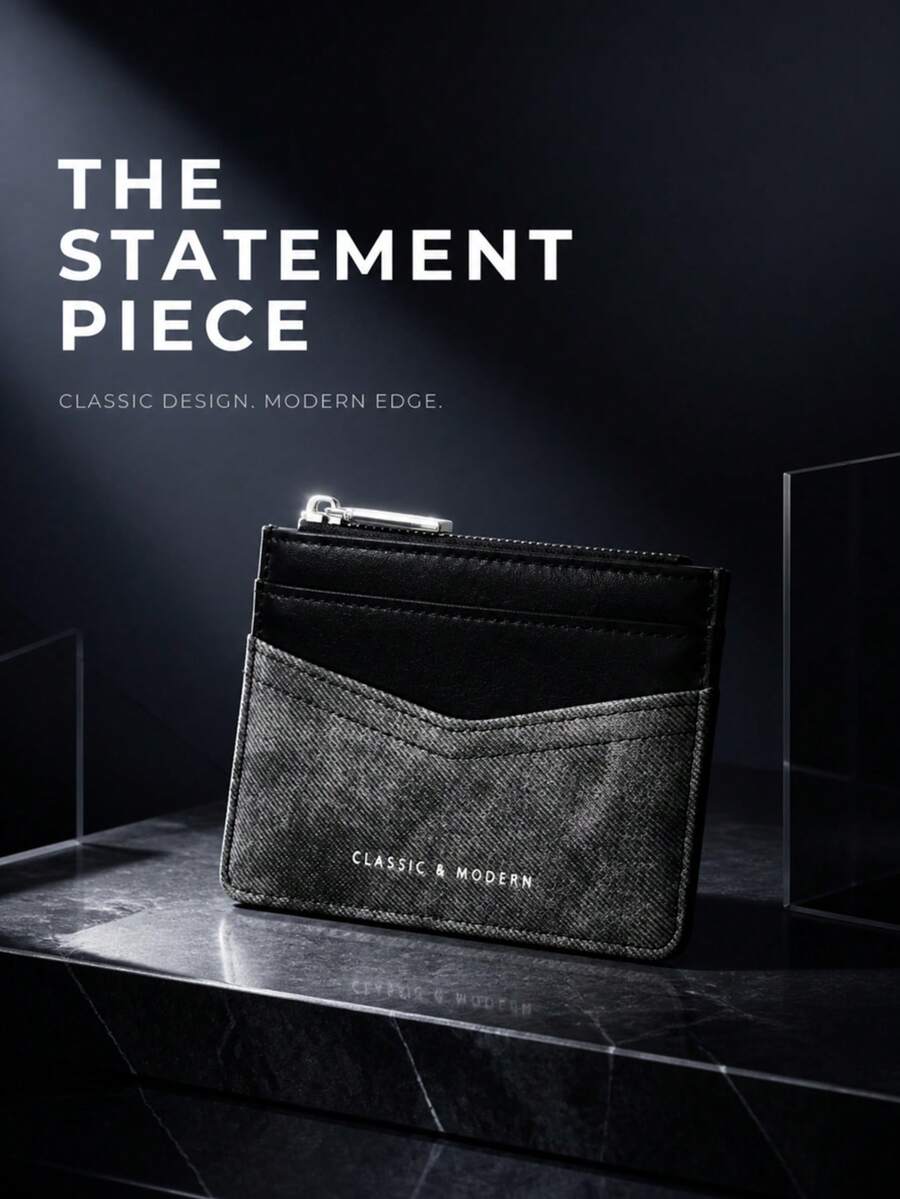 New Patchwork Zipper Coin Purse Minimalist PU Women's Multi-Slot Card Holder Color Block Card Organizer Gift
