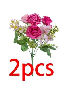 2/3pcs Artificial Roses, Perfect For Home Wedding Party Decorations, Table Centerpieces, Valentine's Day, Birthday Gifts, Graduation Ceremonies, And Other Occasions, Plus Christmas Decor - Hot Pink - View 9