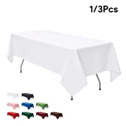 1/3Pcs White Rectangle Tablecloths 60x102 Inch, 60x126 Inch, Washable & Reusable Polyester, Rectangular Table Cloth Perfect For Party, Wedding, Hotel, Restaurant And Baby Shower