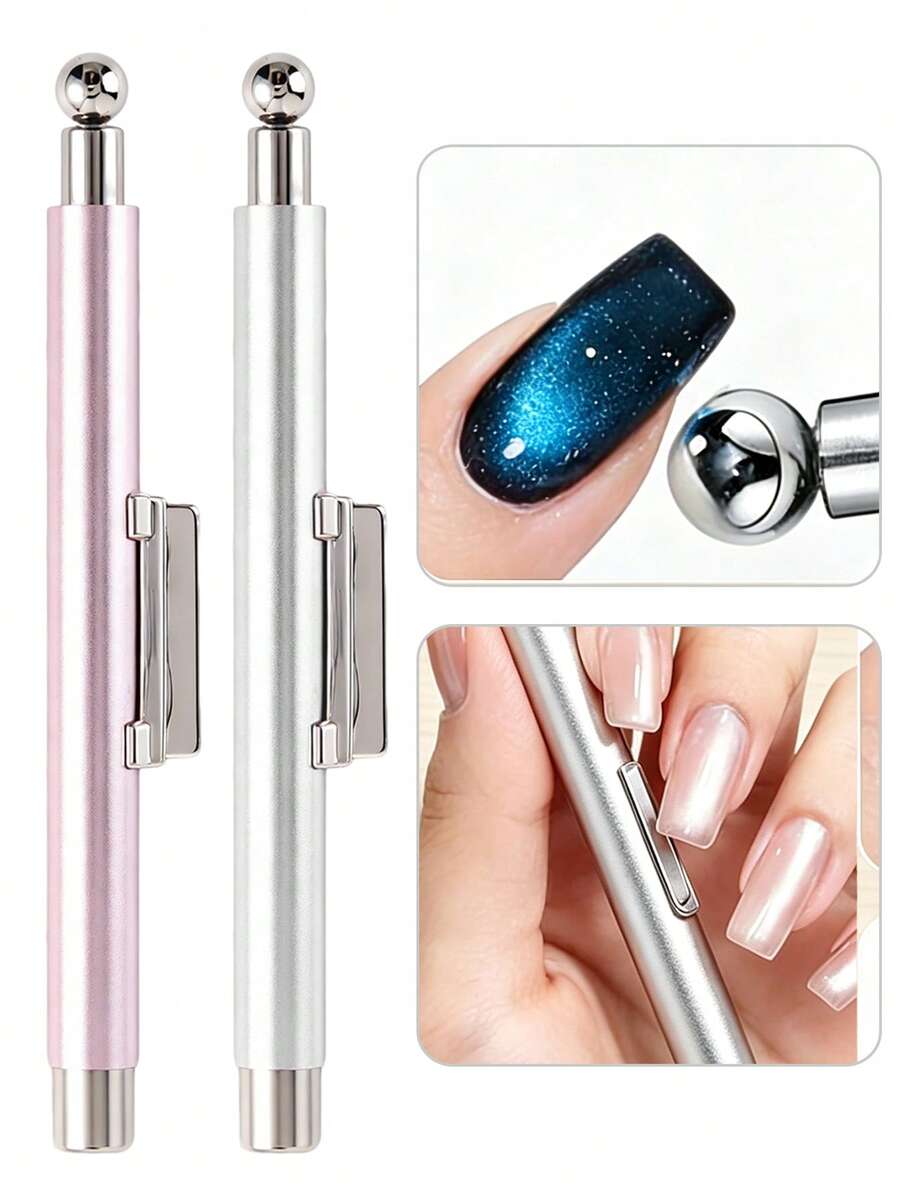 3-In-1 Cat Eye Nail Art Magnet Rod, Dual-End Design, Suitable For 3D Stripes, Stars And Moon Effects, Compatible With All Magnetic Gel Nail Polishes, Essential Nail Art Tool For Professional Nail Artists And Home DIY Beginners, Create Stunning Cat Eye Nail Art - Multicolor - View 1