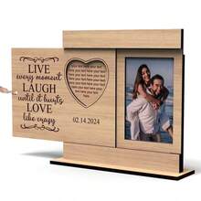 Wooden Rotating Photo Frame Decor, Couple Memorial Home Photo Decoration - 1PC - View 4