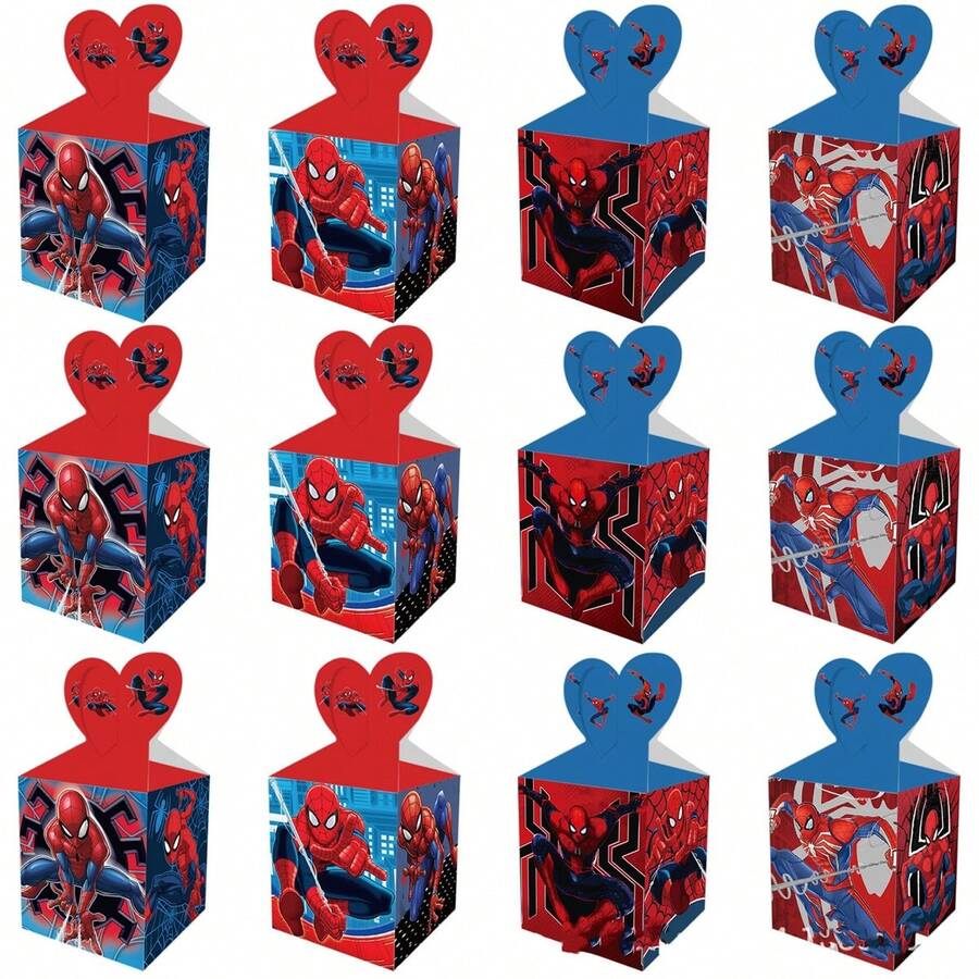 Disney 12pcs Creative Spider-Man Gift Boxes, Birthday Party Favor, Paper Folding Novelty Desktop Decor, Perfect Party Gift, Fan Holiday Gift - Multicolor - View 1